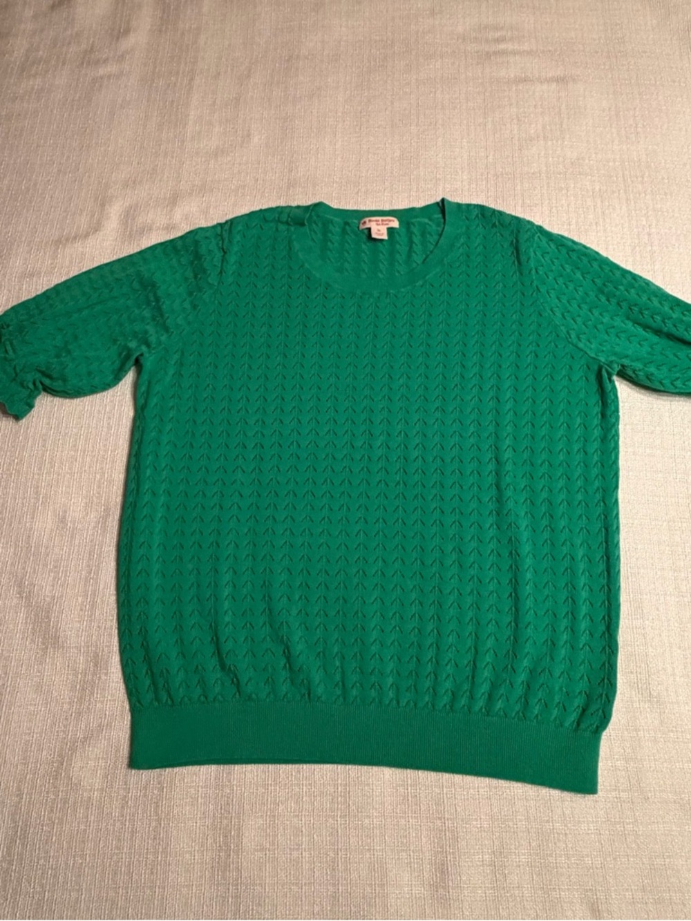 Brooks Brothers Emerald Green Short-Sleeve Crewneck Sweater